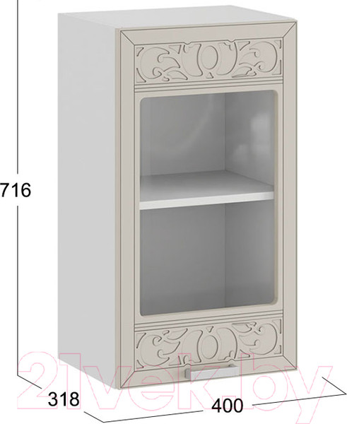 Изображение товара Шкаф навесной для кухни ТриЯ Долорес 1В4С (белый/крем)
