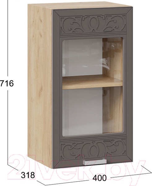 Изображение товара Шкаф навесной для кухни ТриЯ Долорес 1В4С (дуб крафт золотой/муссон)