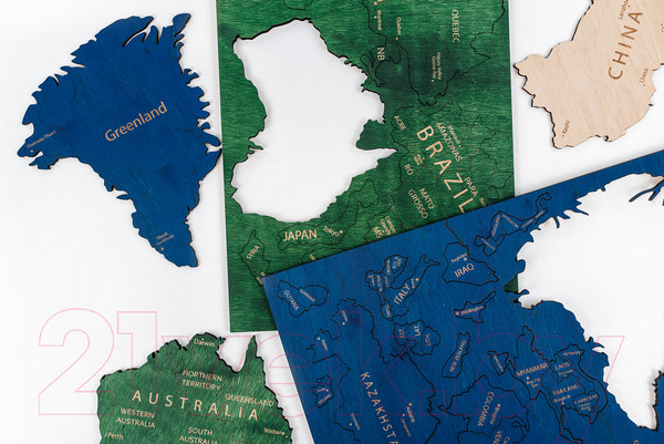 Изображение товара Декор настенный Woodary Карта мира на английском языке L / 3190