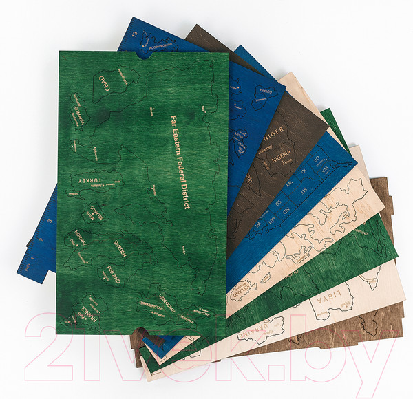 Изображение товара Декор настенный Woodary Карта мира на английском языке XL / 3191