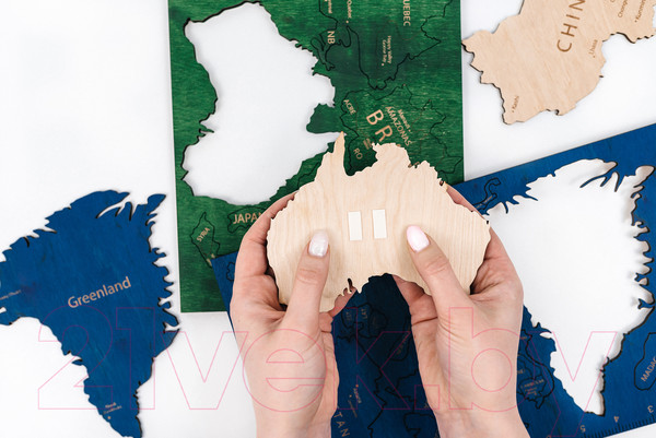 Изображение товара Декор настенный Woodary Карта мира на английском языке XL / 3191