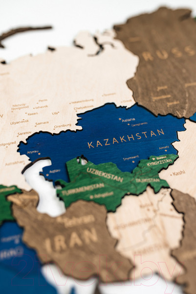 Изображение товара Декор настенный Woodary Карта мира на английском языке XXL / 3192