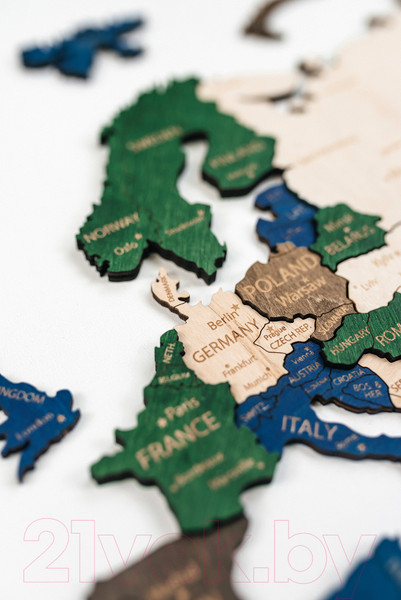 Изображение товара Декор настенный Woodary Карта мира на английском языке XXL / 3192