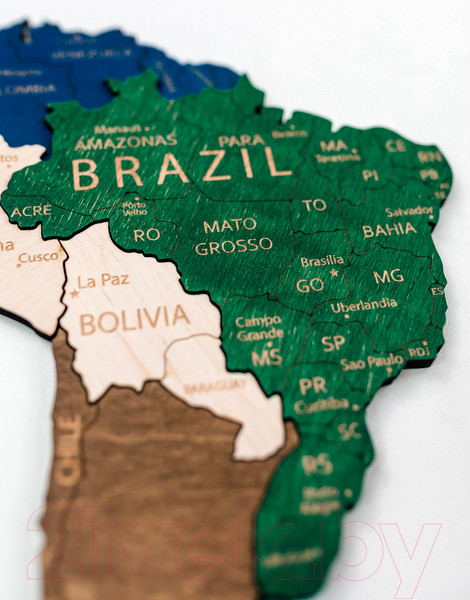 Изображение товара Декор настенный Woodary Карта мира на английском языке XXL / 3192