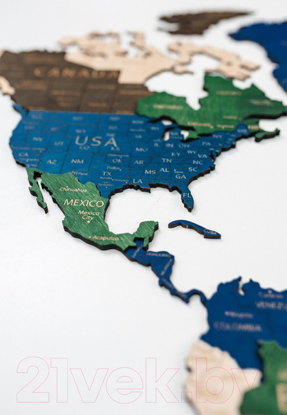 Изображение товара Декор настенный Woodary Карта мира на английском языке XXL / 3192