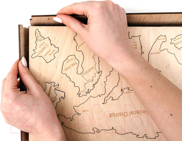 Изображение товара Декор настенный Woodary Карта мира на английском языке L / 3196