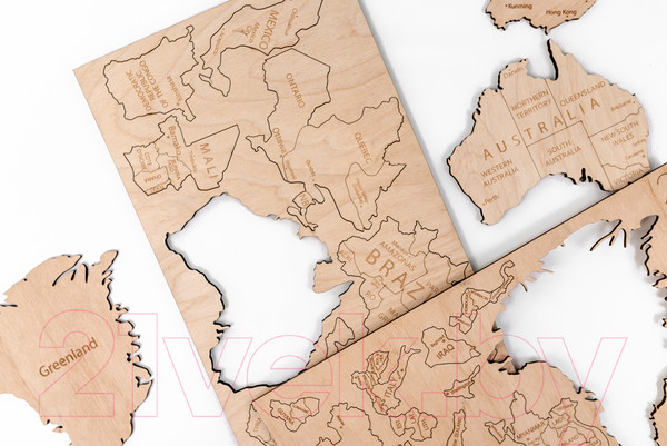Изображение товара Декор настенный Woodary Карта мира на английском языке L / 3196