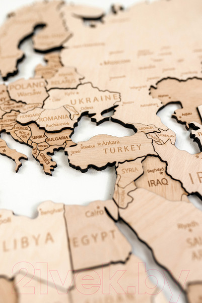 Изображение товара Декор настенный Woodary Карта мира на английском языке L / 3196