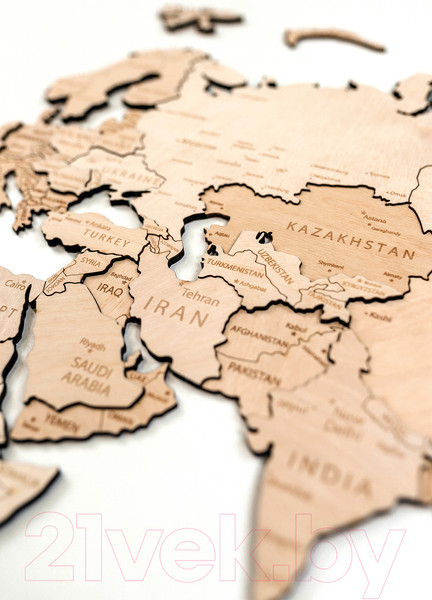 Изображение товара Декор настенный Woodary Карта мира на английском языке L / 3196