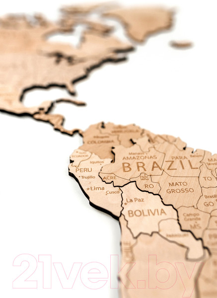 Изображение товара Декор настенный Woodary Карта мира на английском языке L / 3196