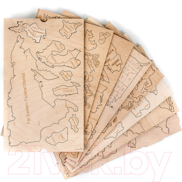 Изображение товара Декор настенный Woodary Карта мира на английском языке XL / 3197