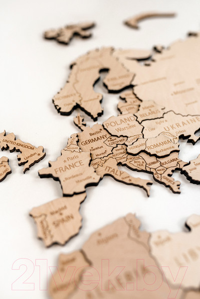 Изображение товара Декор настенный Woodary Карта мира на английском языке XL / 3197