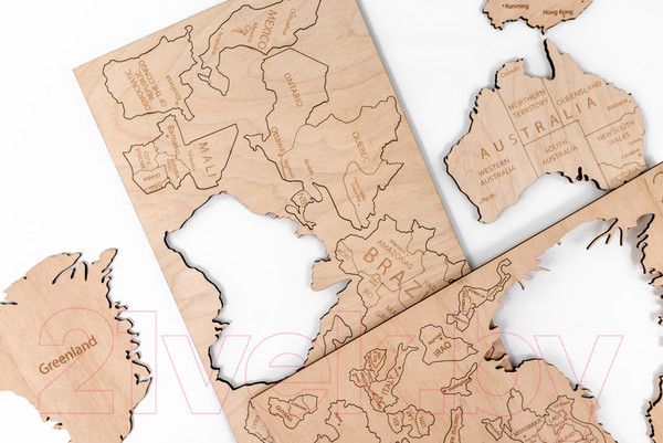 Изображение товара Декор настенный Woodary Карта мира на английском языке XL / 3197