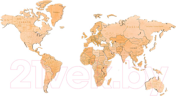 Изображение товара Декор настенный Woodary Карта мира на английском языке XXL / 3198