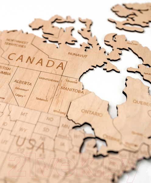 Изображение товара Декор настенный Woodary Карта мира на английском языке XXL / 3198