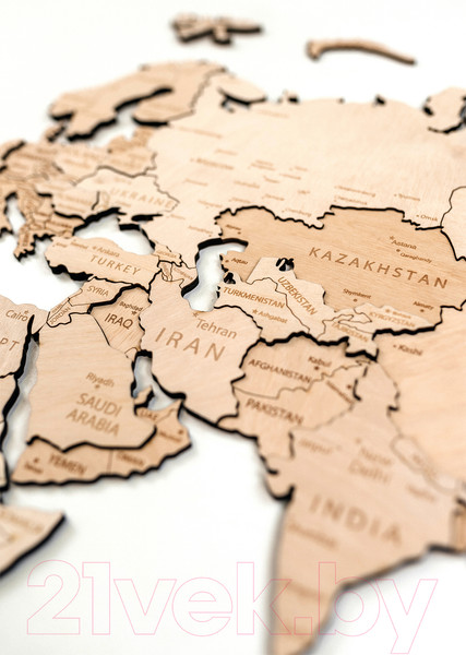 Изображение товара Декор настенный Woodary Карта мира на английском языке XXL / 3198