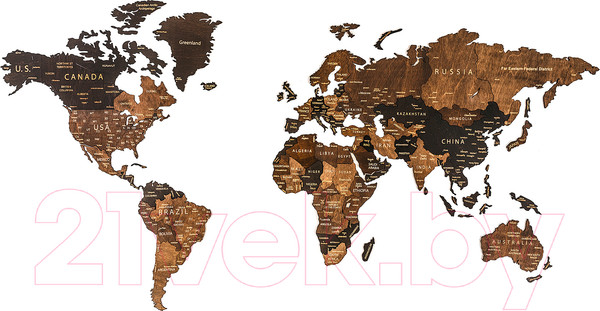 Изображение товара Декор настенный Woodary Карта мира на английском языке XL / 3200