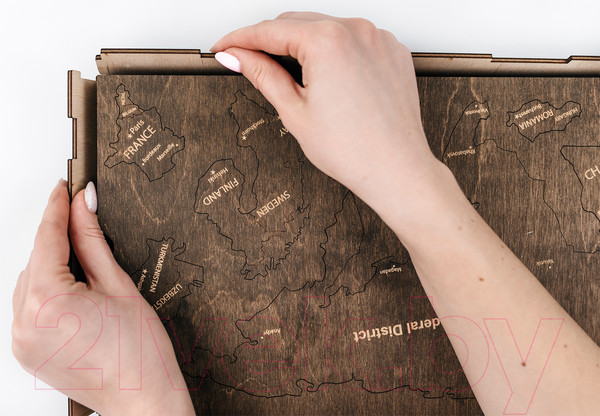 Изображение товара Декор настенный Woodary Карта мира на английском языке XL / 3200