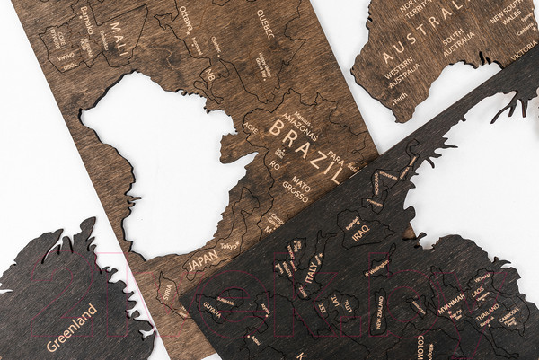 Изображение товара Декор настенный Woodary Карта мира на английском языке XL / 3200