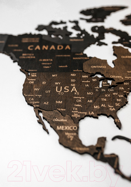 Изображение товара Декор настенный Woodary Карта мира на английском языке XL / 3200