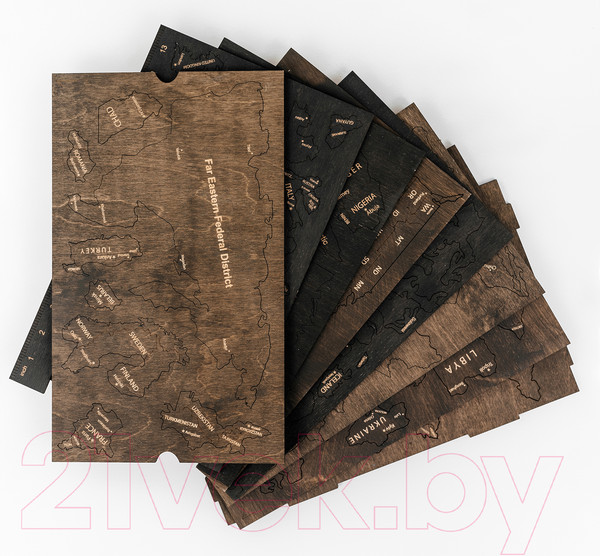 Изображение товара Декор настенный Woodary Карта мира на английском языке XXL / 3201