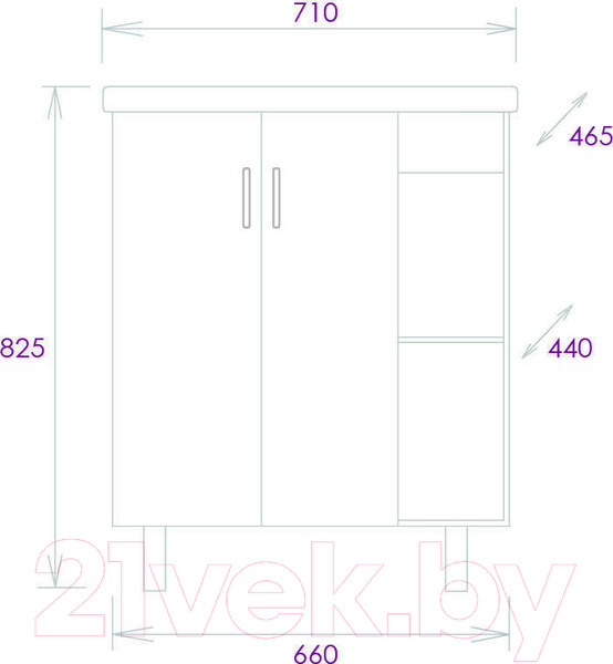 Изображение товара Тумба под умывальник Onika Тимбер 70.10 (107057)