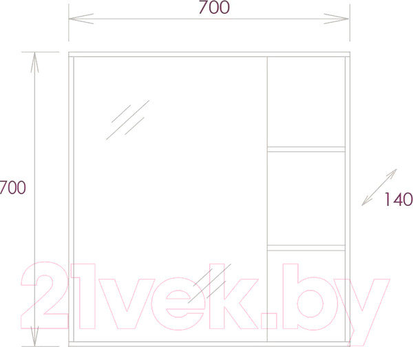 Изображение товара Шкаф с зеркалом для ванной Onika Тимбер 70.00 (207045)