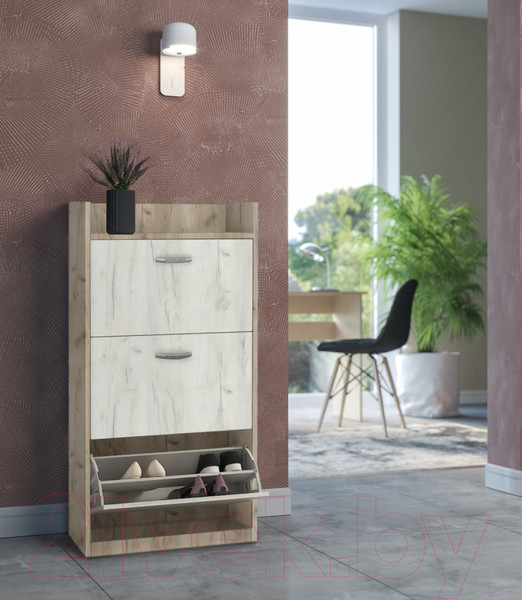 Изображение товара Тумба для обуви Артём-Мебель СН-100.07 (дуб крафт белый/дуб крафт серый)