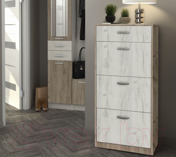 Изображение товара Тумба для обуви Артём-Мебель СН-100.12 (дуб крафт белый/дуб крафт серый)