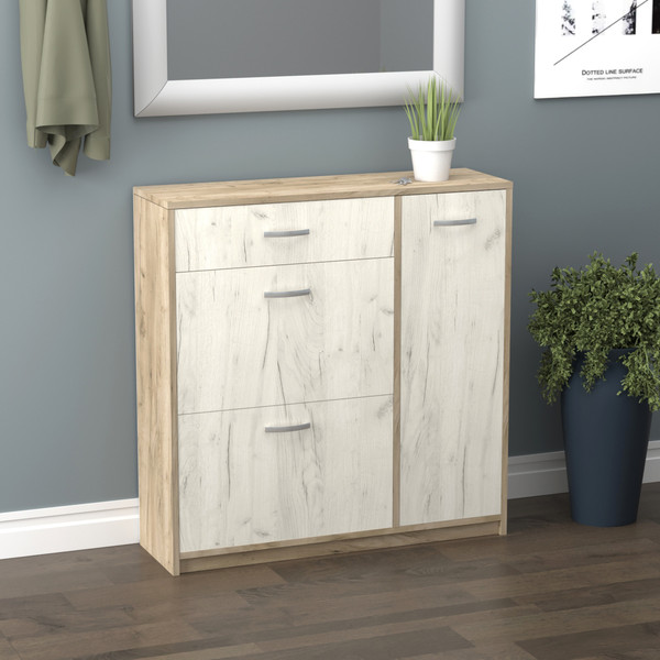 Изображение товара Тумба в прихожую Артём-Мебель СН-100.21 (дуб крафт белый/дуб крафт серый)