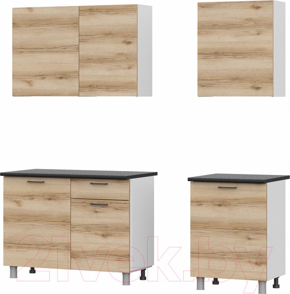 Изображение товара Кухонный гарнитур SV-мебель Лаванда 1.7 Серия 2 (белый/дуб делано/черный матовый)