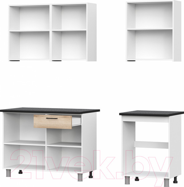 Изображение товара Кухонный гарнитур SV-мебель Лаванда 1.7 Серия 2 (белый/дуб делано/черный матовый)