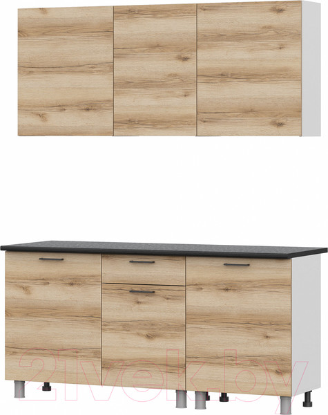 Изображение товара Кухонный гарнитур SV-мебель Лаванда 1.7 Серия 2 (белый/дуб делано/черный матовый)