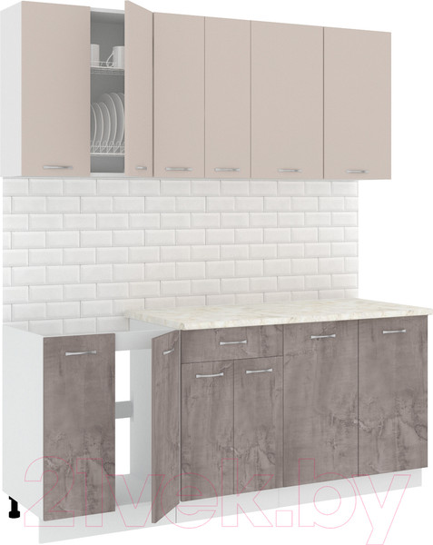 Изображение товара Кухонный гарнитур Кортекс-мебель Корнелия Лира-лайт 1.9м (капучино/оникс/королевский опал)