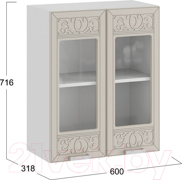 Изображение товара Шкаф навесной для кухни ТриЯ Долорес 1В6С (белый/крем)