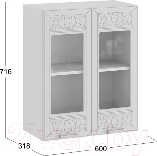Изображение товара Шкаф навесной для кухни ТриЯ Долорес 1В6С (белый/сноу)