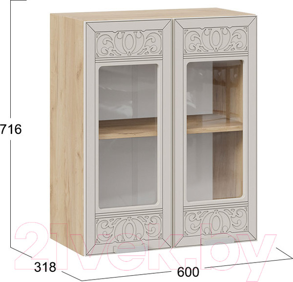 Изображение товара Шкаф навесной для кухни ТриЯ Долорес 1В6С (дуб крафт золотой/крем)