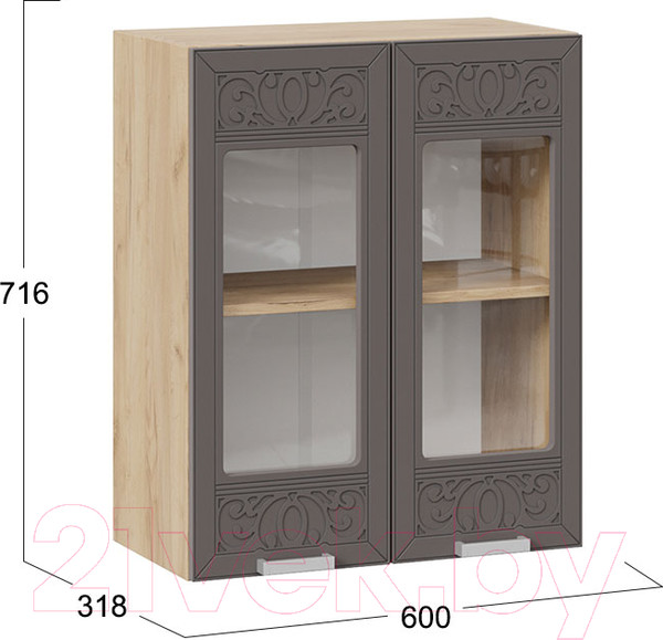 Изображение товара Шкаф навесной для кухни ТриЯ Долорес 1В6С (дуб крафт золотой/муссон)