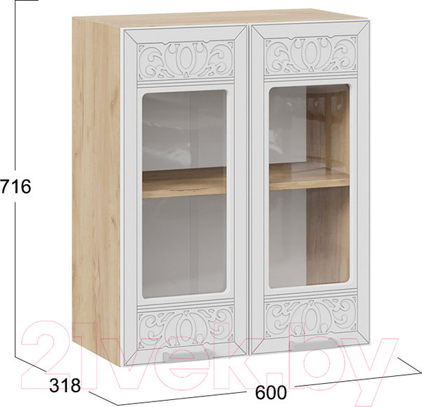 Изображение товара Шкаф навесной для кухни ТриЯ Долорес 1В6С (дуб крафт золотой/сноу)