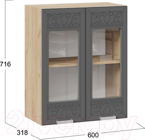 Изображение товара Шкаф навесной для кухни ТриЯ Долорес 1В6С (дуб крафт золотой/титан)
