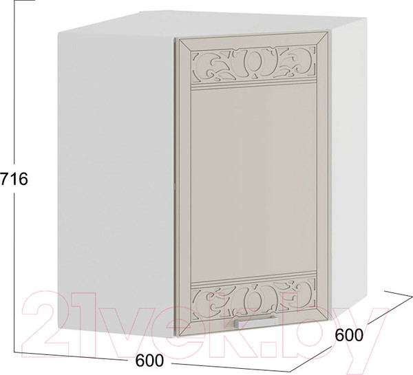 Изображение товара Шкаф навесной для кухни ТриЯ Долорес 1В6У (белый/крем)