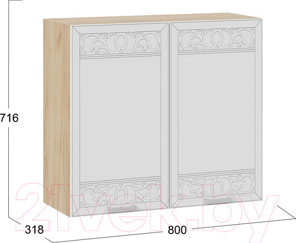 Изображение товара Шкаф навесной для кухни ТриЯ Долорес 1В8 (дуб крафт золотой/сноу)