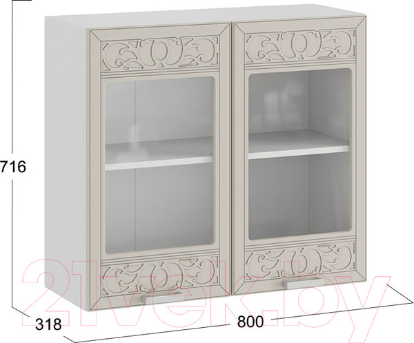 Изображение товара Шкаф навесной для кухни ТриЯ Долорес 1В8С (белый/крем)