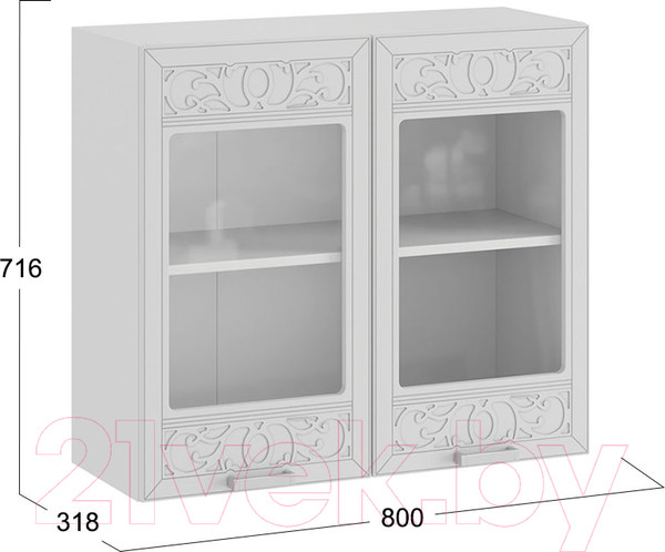 Изображение товара Шкаф навесной для кухни ТриЯ Долорес 1В8С (белый/сноу)