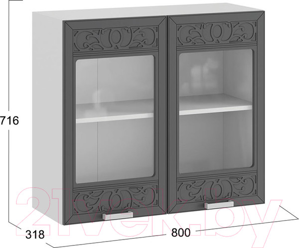 Изображение товара Шкаф навесной для кухни ТриЯ Долорес 1В8С (белый/титан)