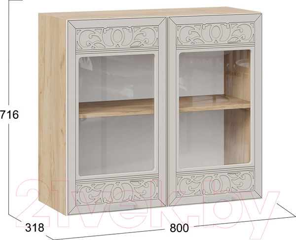 Изображение товара Шкаф навесной для кухни ТриЯ Долорес 1В8С (дуб крафт золотой/крем)