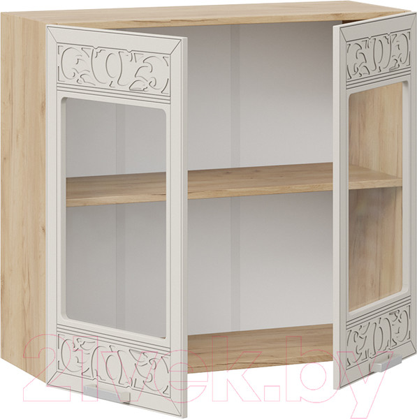 Изображение товара Шкаф навесной для кухни ТриЯ Долорес 1В8С (дуб крафт золотой/крем)