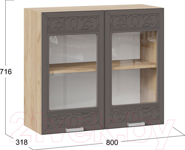 Изображение товара Шкаф навесной для кухни ТриЯ Долорес 1В8С (дуб крафт золотой/муссон)