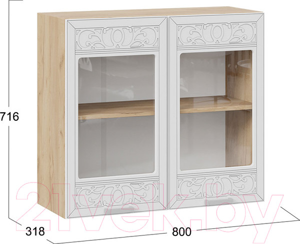 Изображение товара Шкаф навесной для кухни ТриЯ Долорес 1В8С (дуб крафт золотой/сноу)