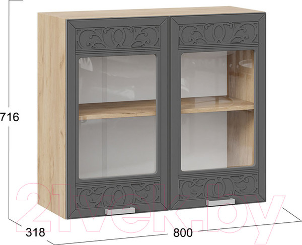 Изображение товара Шкаф навесной для кухни ТриЯ Долорес 1В8С (дуб крафт золотой/титан)